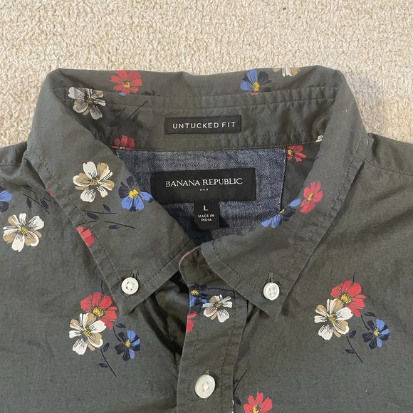 Banana Republic Men's Button-Down Shirt Large Spring Collection Floral Print - Picture 2 of 7